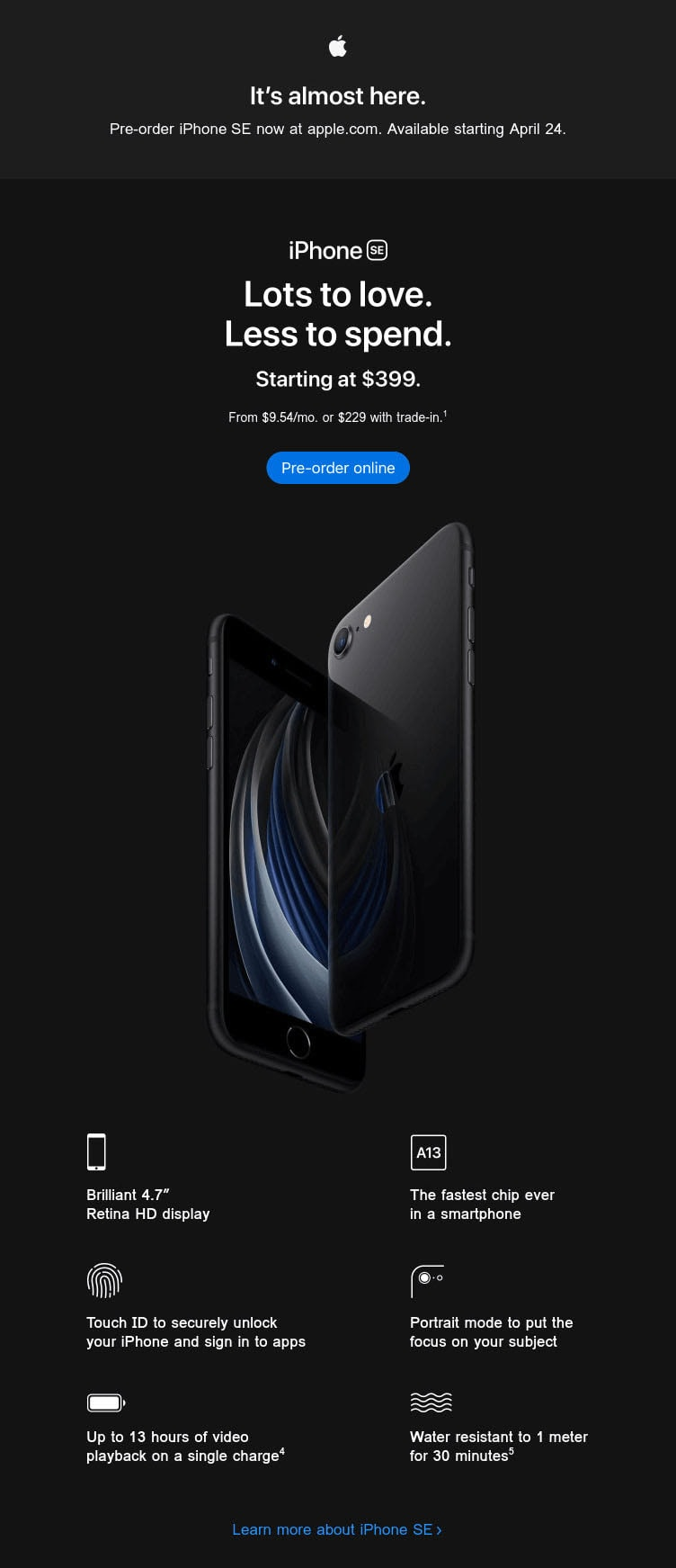 Пример письма от Apple