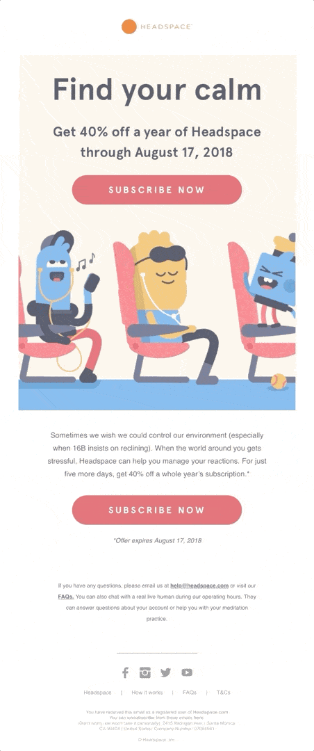 Пример письма от Headspace